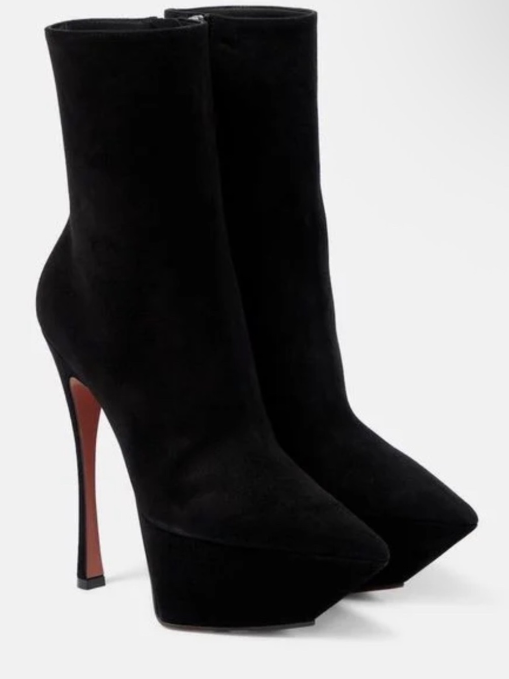 Amina Muaddi Yigit 150 Suede Platform Booties Black